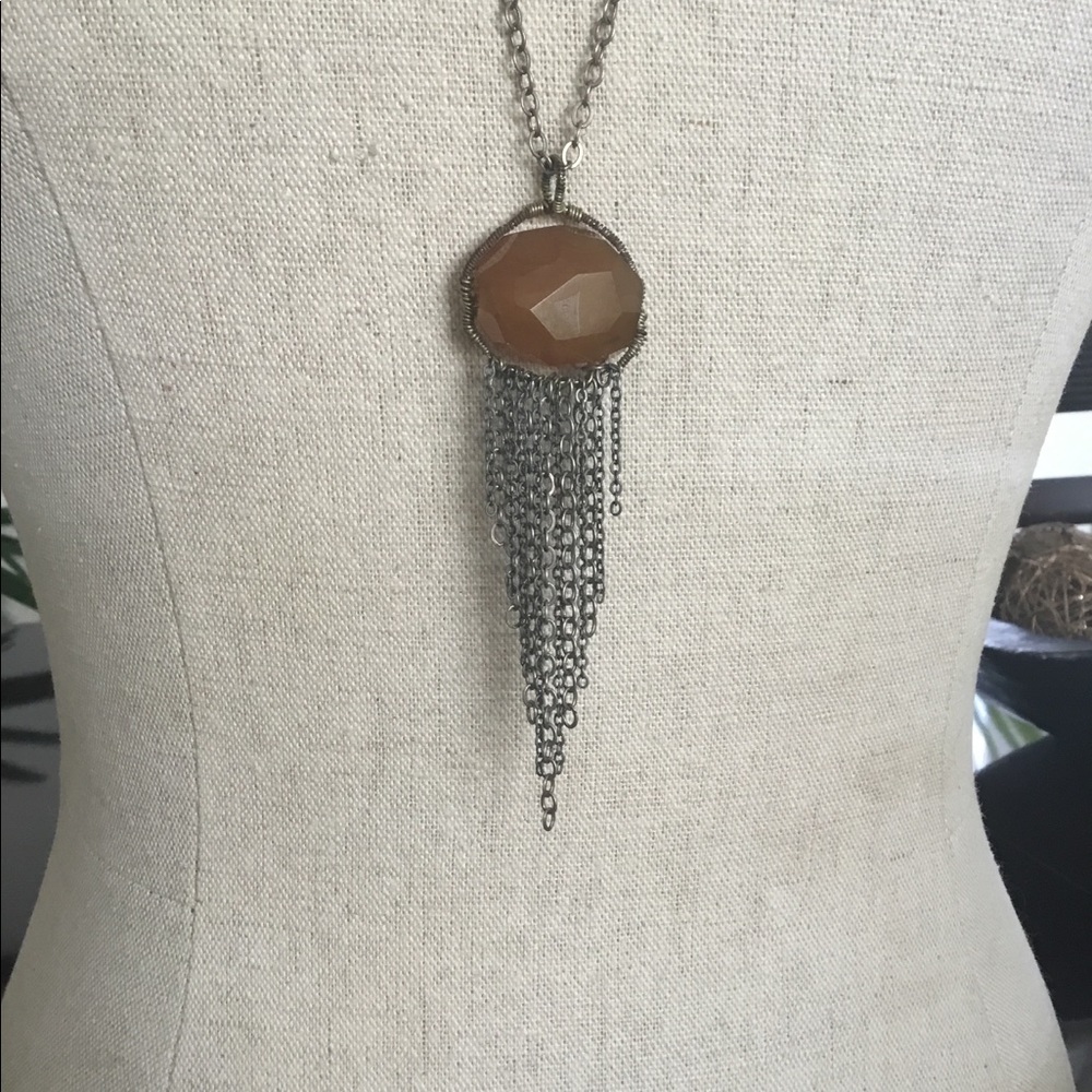 Oxidized Sterling Silver Women’s Necklace with Carnelian Stone